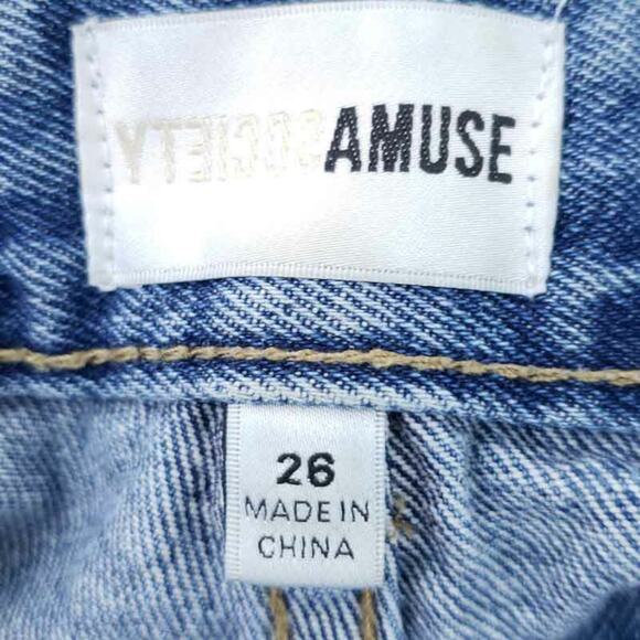 Amuse Society Bue Jean Denim Shorts Cut Off, High Rise Distressed SZ 26 COTTON - Picture 4 of 6